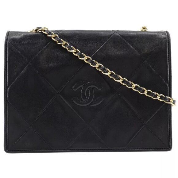 CHANEL ChainShoulder Shoulder Bag Diamond stitch Matelasse black lambskin - Picture 1 of 16